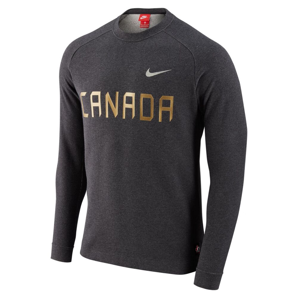 Nike Team Canada Hockey Sweatshirt Men’s Medium Black Gold Olympic Crew